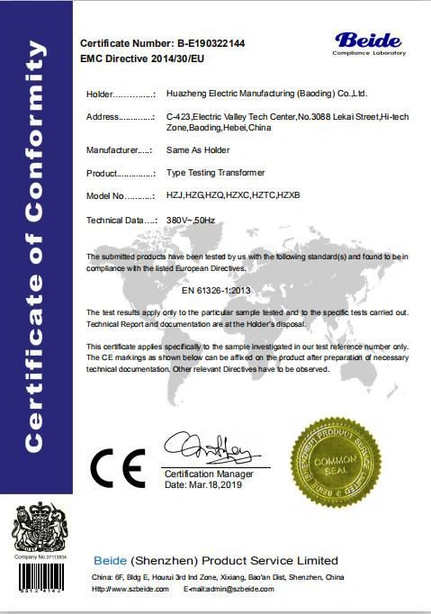Oil Immersed Testing Transformer